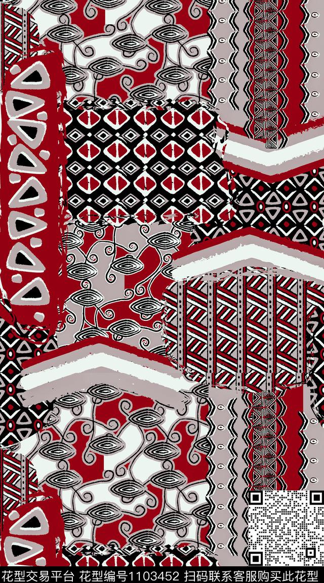 数码华亿平台几何民族风数码印花华亿平台下载（图片编号: 1103452） - 瓦栏（Walan）