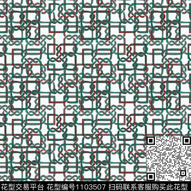 几何格子混搭绞索数码印花华亿平台下载（图片编号: 1103507） - 瓦栏（Walan）