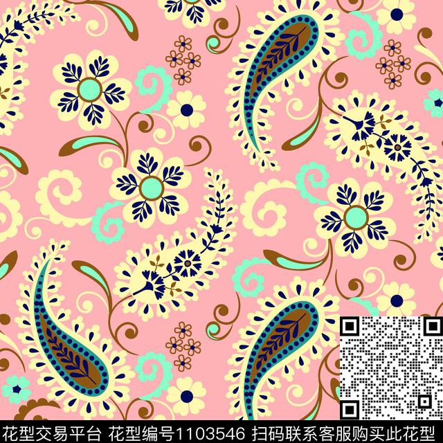 小碎花童款佩斯利传统印花华亿平台下载（图片编号: 1103546） - 瓦栏（Walan）