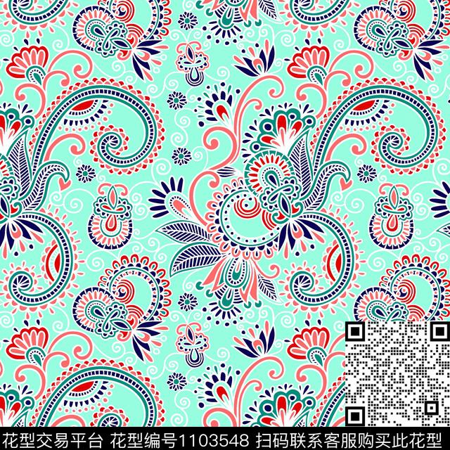 佩斯利花夲少女系类传统印花华亿平台下载（图片编号: 1103548） - 瓦栏（Walan）