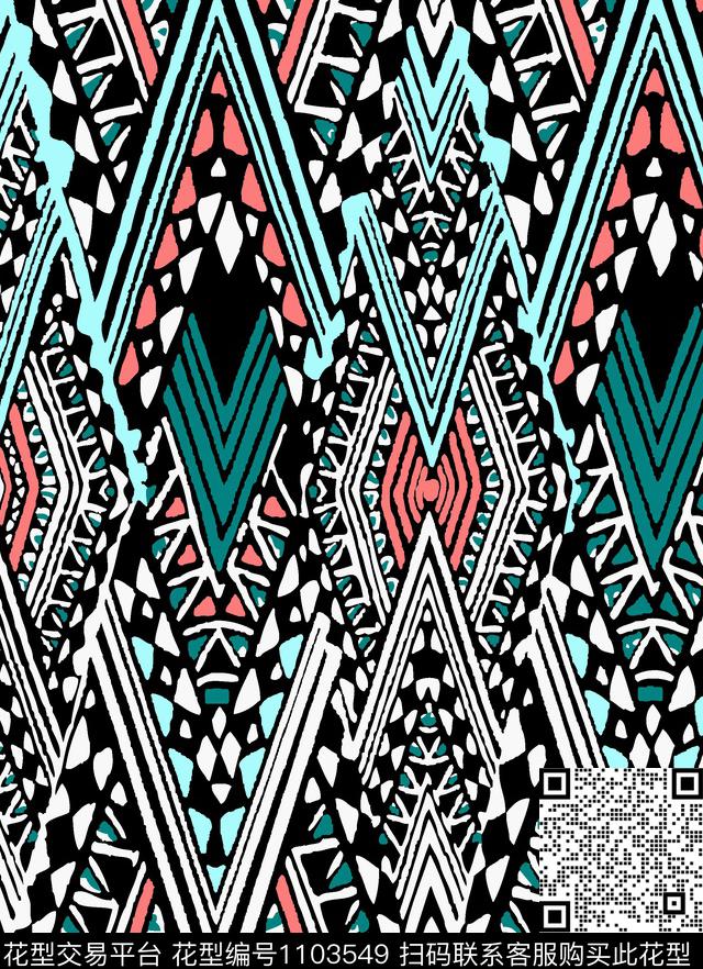 几何大牌风少女衣裙系类传统印花华亿平台下载（图片编号: 1103549） - 瓦栏（Walan）