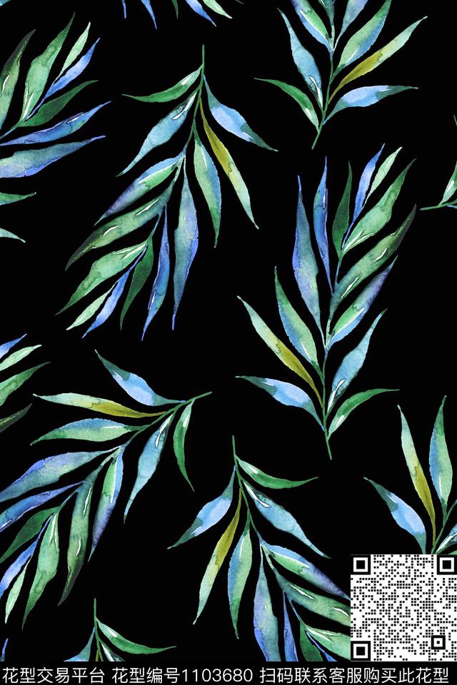 数码华亿平台黑底花卉花卉数码印花华亿平台下载（图片编号: 1103680） - 瓦栏（Walan）