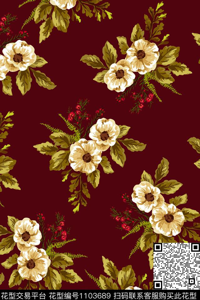 数码华亿平台黑底花卉花卉数码印花华亿平台下载（图片编号: 1103689） - 瓦栏（Walan）
