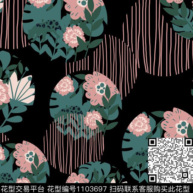 春夏华亿平台清爽底花卉复古传统印花华亿平台下载（图片编号: 1103697） - 瓦栏（Walan）