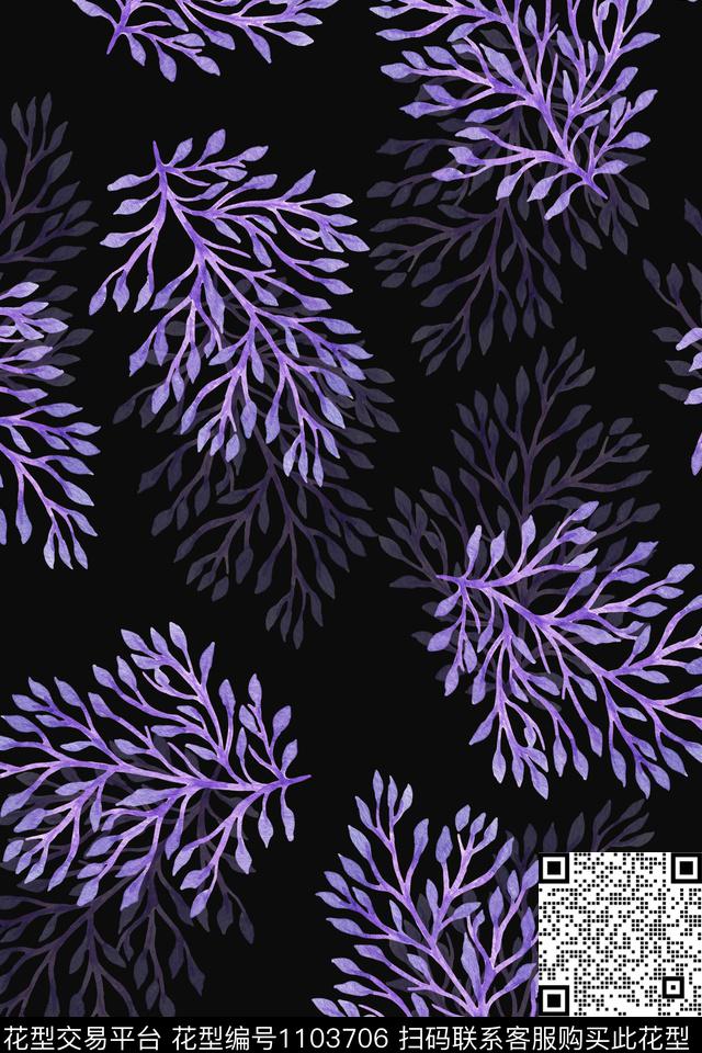 数码华亿平台黑底花卉花卉数码印花华亿平台下载（图片编号: 1103706） - 瓦栏（Walan）
