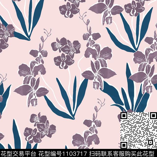 小碎花春夏华亿平台手绘花卉传统印花华亿平台下载（图片编号: 1103717） - 瓦栏（Walan）