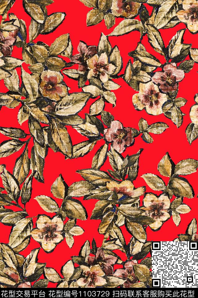 网布蕾丝中老年华亿平台花卉数码印花华亿平台下载（图片编号: 1103729） - 瓦栏（Walan）