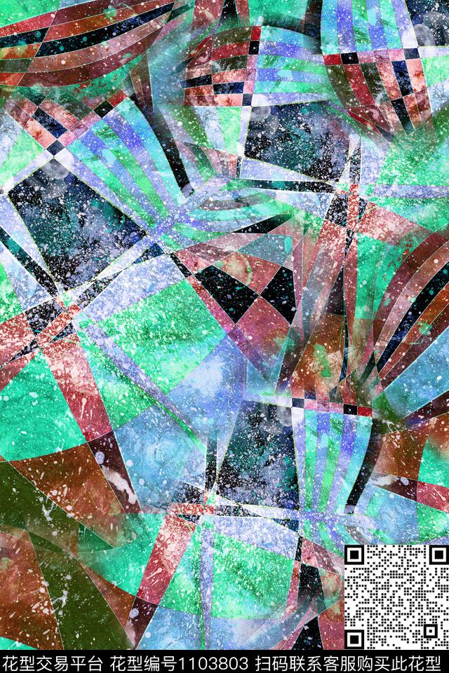 炫彩几何抽象数码印花华亿平台下载（图片编号: 1103803） - 瓦栏（Walan）