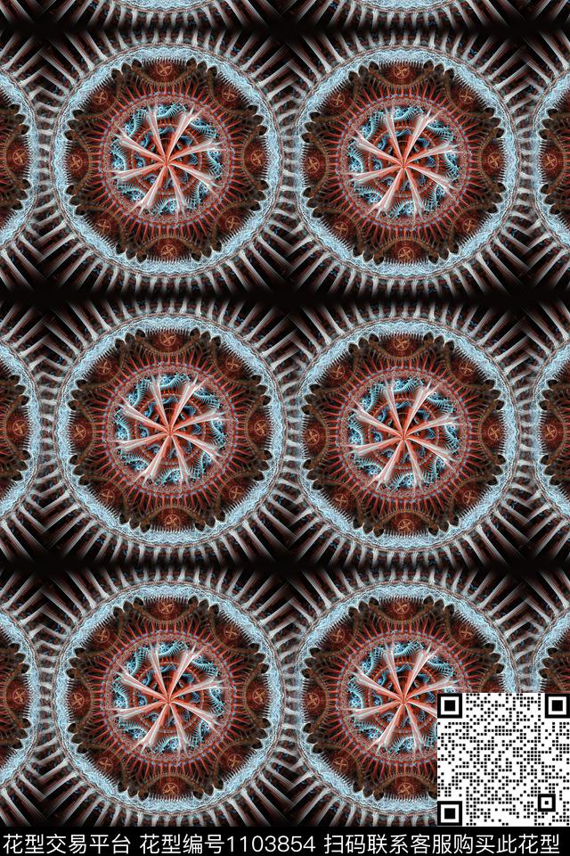 数码华亿平台几何复古数码印花华亿平台下载（图片编号: 1103854） - 瓦栏（Walan）