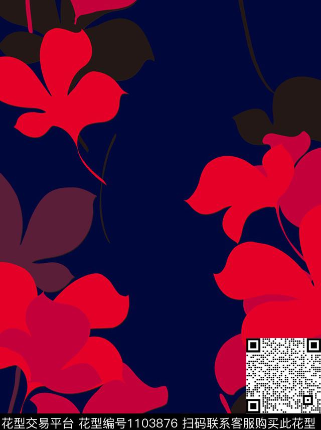 大花抽象大牌风传统印花华亿平台下载（图片编号: 1103876） - 瓦栏（Walan）