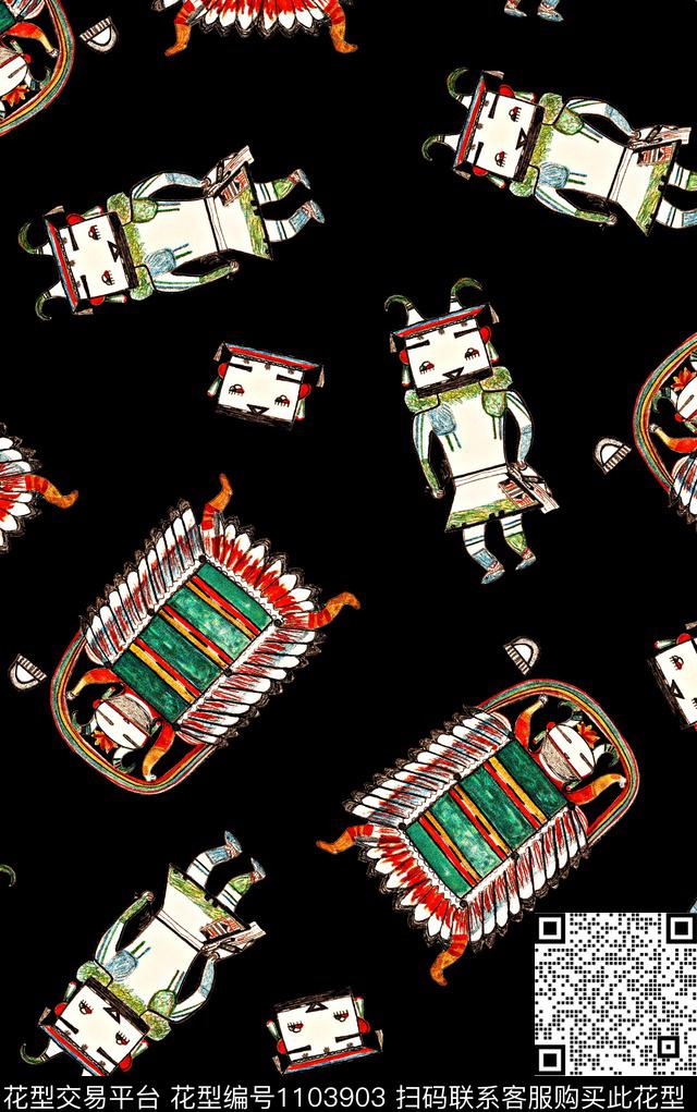 卡通女装机器人数码印花华亿平台下载（图片编号: 1103903） - 瓦栏（Walan）