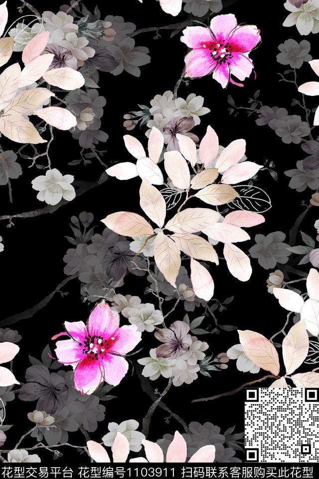 数码华亿平台花卉满版散花数码印花华亿平台下载（图片编号: 1103911） - 瓦栏（Walan）