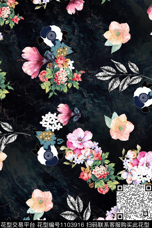 数码华亿平台花卉满版散花数码印花华亿平台下载（图片编号: 1103916） - 瓦栏（Walan）