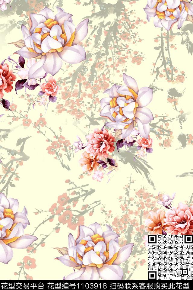 数码华亿平台花卉满版散花数码印花华亿平台下载（图片编号: 1103918） - 瓦栏（Walan）