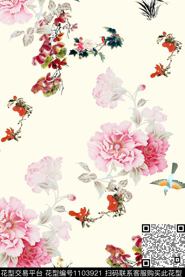 数码华亿平台花卉满版散花数码印花华亿平台下载（图片编号: 1103921） - 瓦栏（Walan）