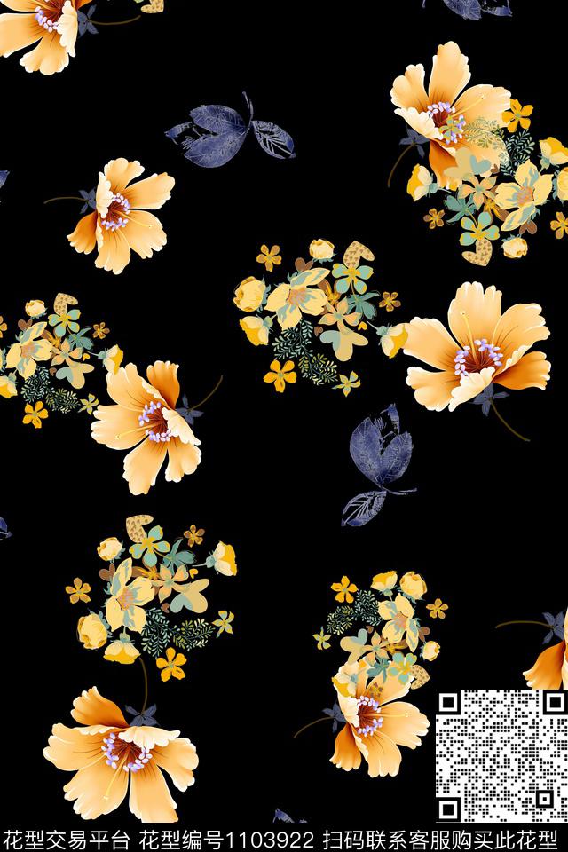 数码华亿平台花卉满版散花数码印花华亿平台下载（图片编号: 1103922） - 瓦栏（Walan）