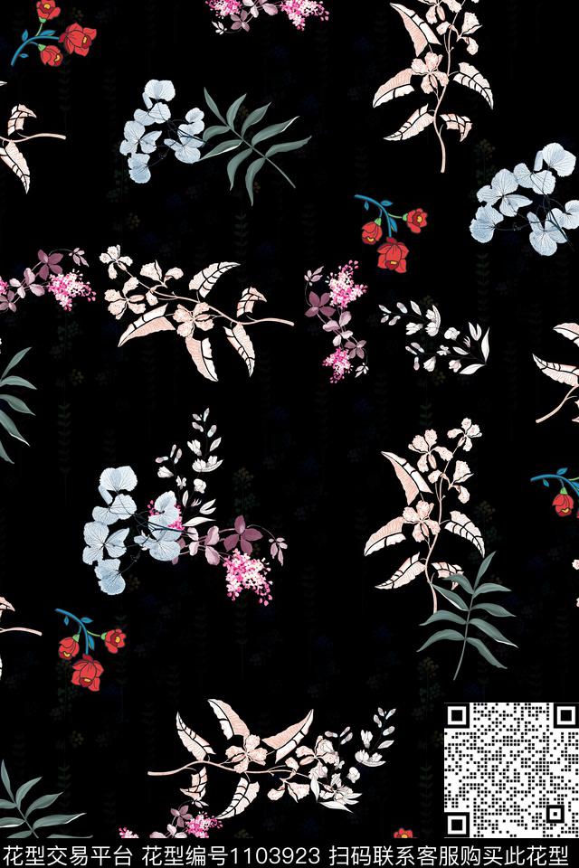 数码华亿平台花卉满版散花数码印花华亿平台下载（图片编号: 1103923） - 瓦栏（Walan）
