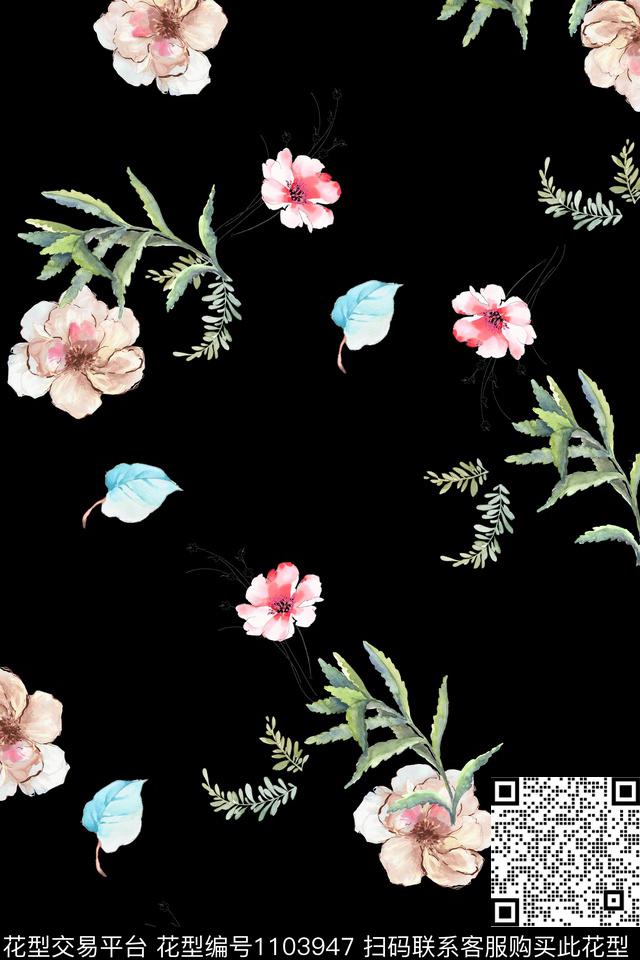数码华亿平台小碎花手绘花卉数码印花华亿平台下载（图片编号: 1103947） - 瓦栏（Walan）