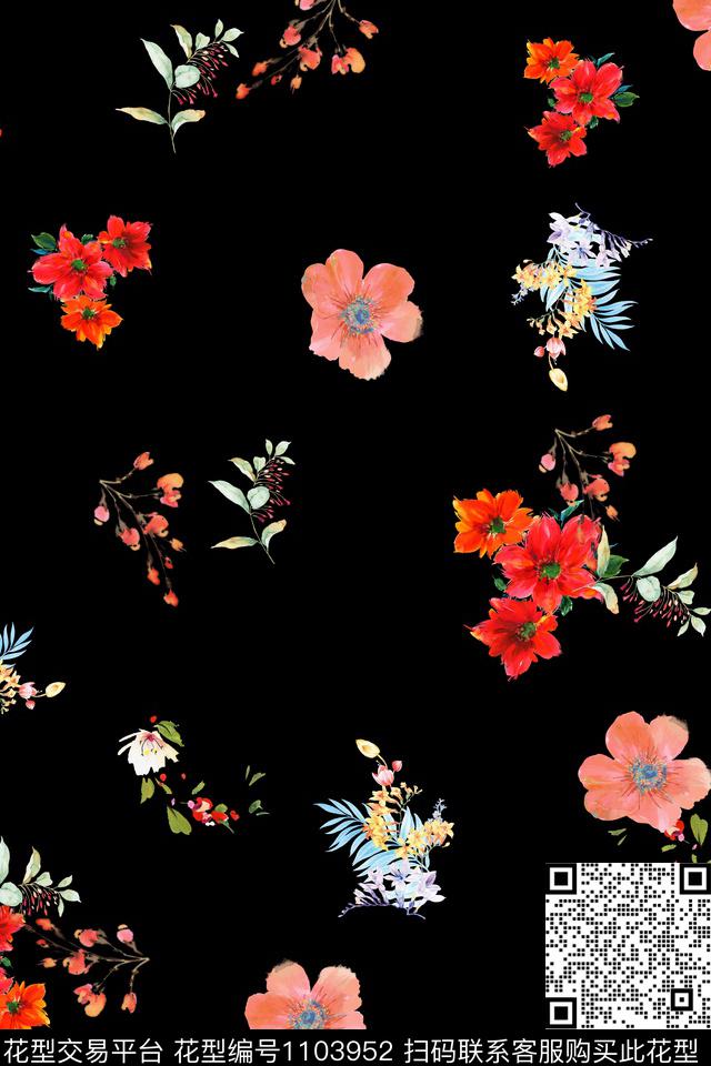 数码华亿平台小碎花手绘花卉数码印花华亿平台下载（图片编号: 1103952） - 瓦栏（Walan）