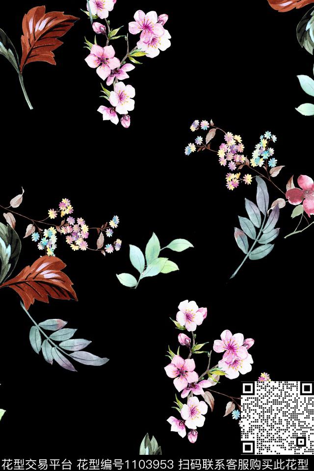 数码华亿平台小碎花手绘花卉数码印花华亿平台下载（图片编号: 1103953） - 瓦栏（Walan）