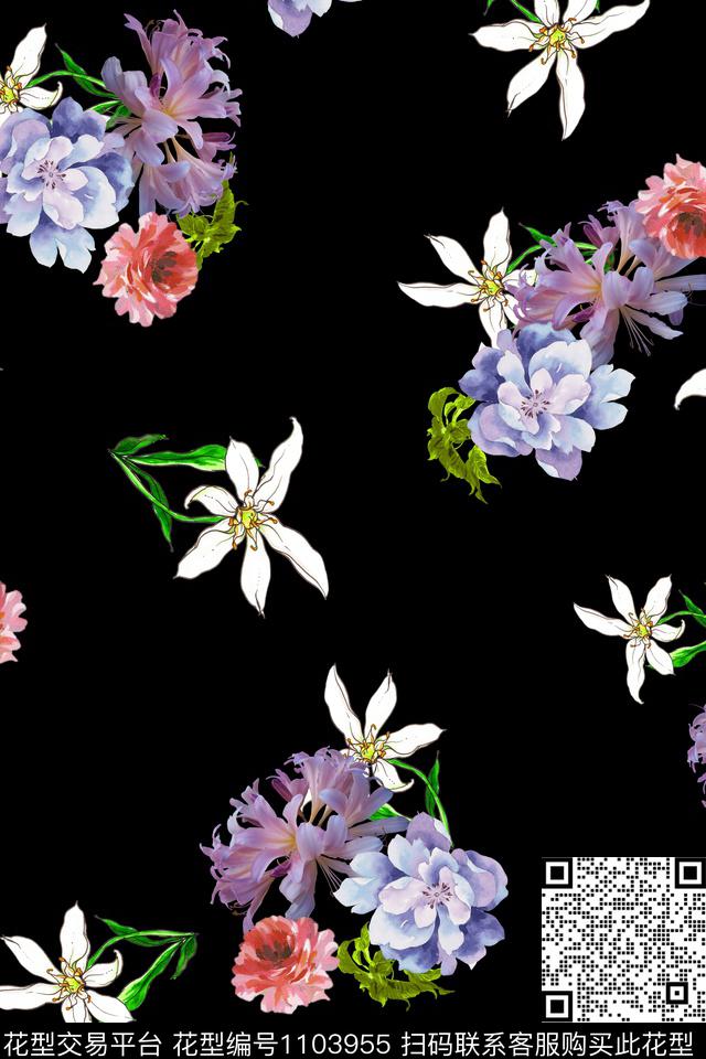 数码华亿平台小碎花手绘花卉数码印花华亿平台下载（图片编号: 1103955） - 瓦栏（Walan）