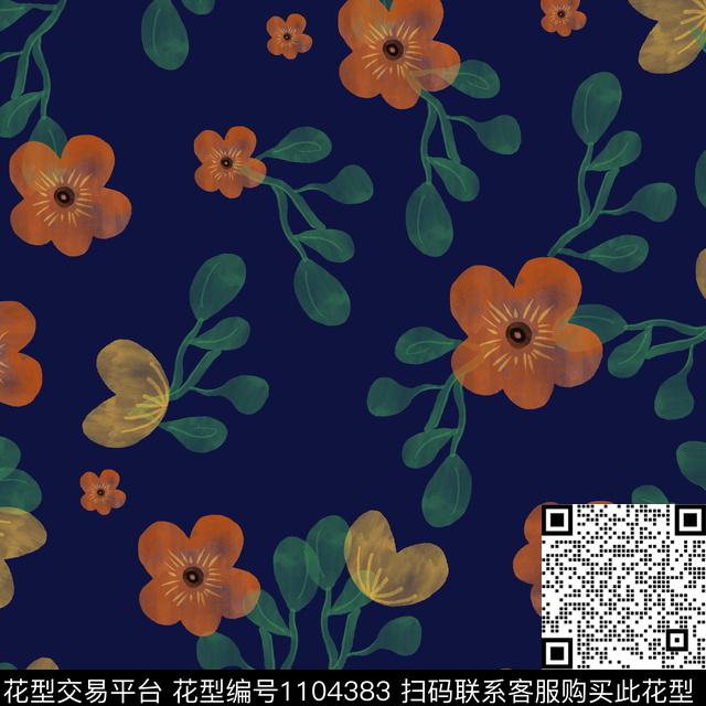 小碎花手绘花卉清爽底花卉数码印花华亿平台下载（图片编号: 1104383） - 瓦栏（Walan）