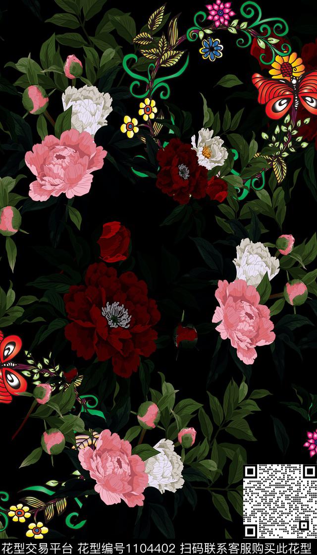 花卉女装四方数码印花华亿平台下载（图片编号: 1104402） - 瓦栏（Walan）