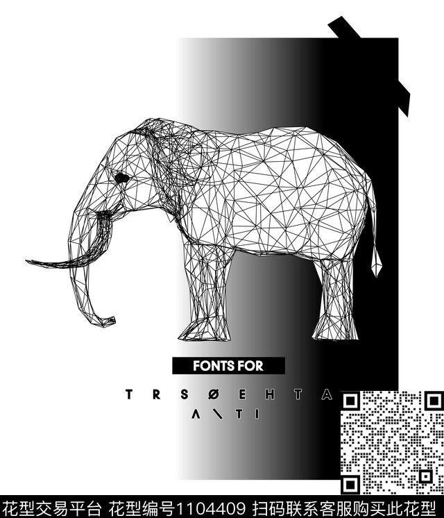 动物抽象潮牌数码印花华亿平台下载（图片编号: 1104409） - 瓦栏（Walan）