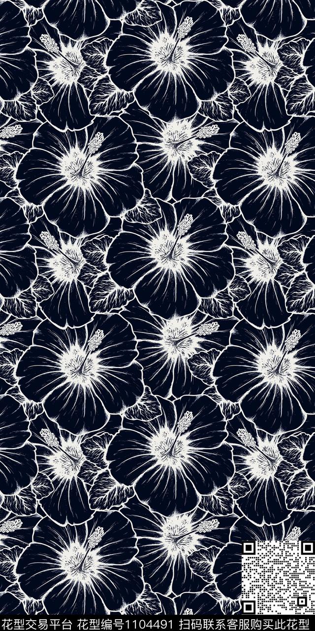 数码华亿平台花卉大牌风数码印花华亿平台下载（图片编号: 1104491） - 瓦栏（Walan）