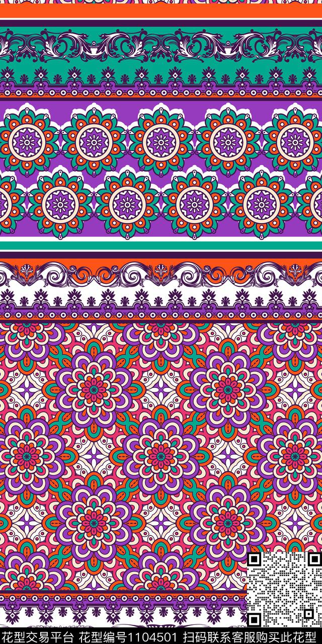 曼陀罗波西米亚民族风传统印花华亿平台下载（图片编号: 1104501） - 瓦栏（Walan）