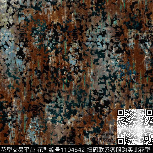 笔触抽象男装数码印花华亿平台下载（图片编号: 1104542） - 瓦栏（Walan）