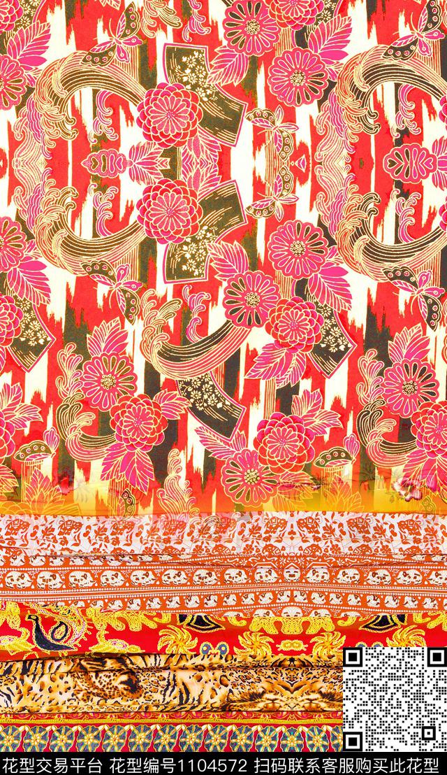 定位花民族风复古数码印花华亿平台下载（图片编号: 1104572） - 瓦栏（Walan）