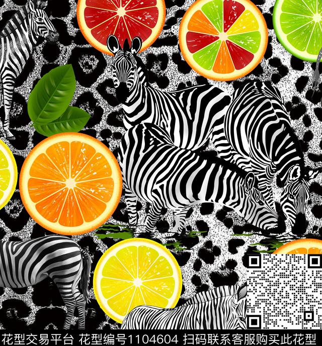 抽象柠檬花卉数码印花华亿平台下载（图片编号: 1104604） - 瓦栏（Walan）