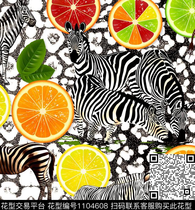 抽象柠檬花卉数码印花华亿平台下载（图片编号: 1104608） - 瓦栏（Walan）