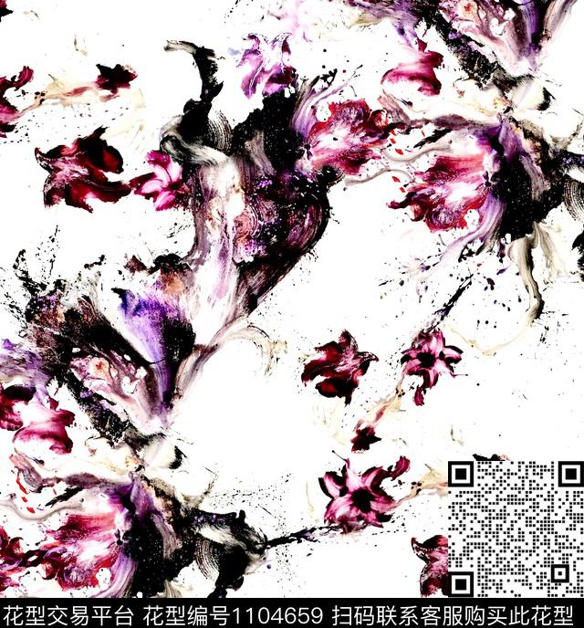 泼墨抽象油画华亿平台数码印花华亿平台下载（图片编号: 1104659） - 瓦栏（Walan）