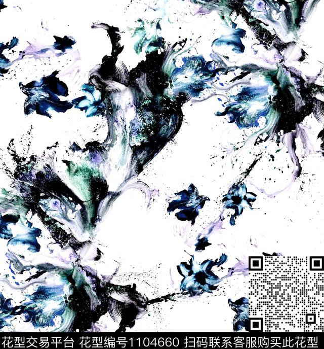 泼墨抽象油画华亿平台数码印花华亿平台下载（图片编号: 1104660） - 瓦栏（Walan）