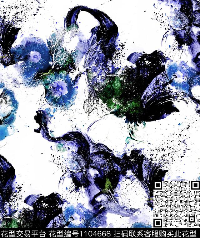 泼墨抽象油画华亿平台数码印花华亿平台下载（图片编号: 1104668） - 瓦栏（Walan）