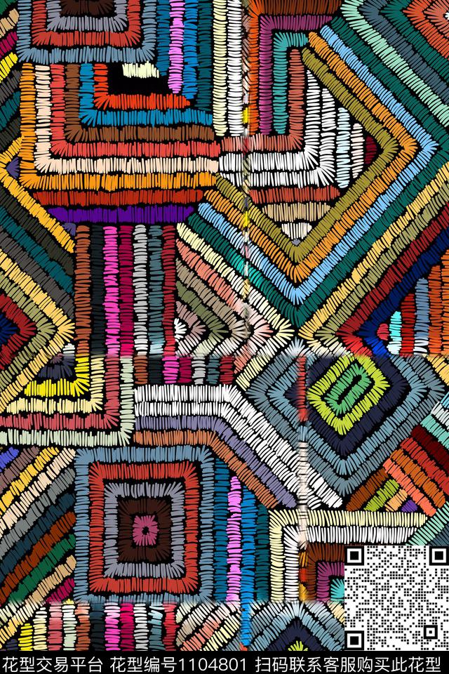 绣花华亿平台彩色线种族数码印花华亿平台下载（图片编号: 1104801） - 瓦栏（Walan）
