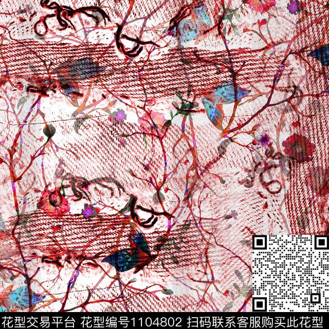 肌理花卉布纹数码印花华亿平台下载（图片编号: 1104802） - 瓦栏（Walan）