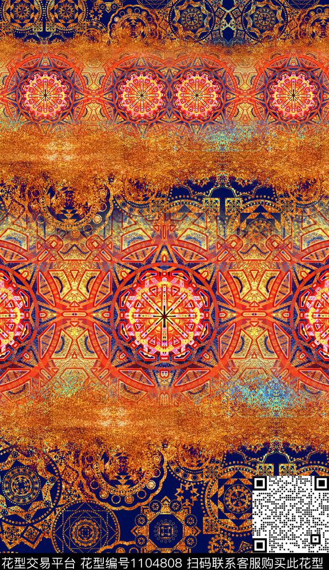 肌理定位花民族风数码印花华亿平台下载（图片编号: 1104808） - 瓦栏（Walan）