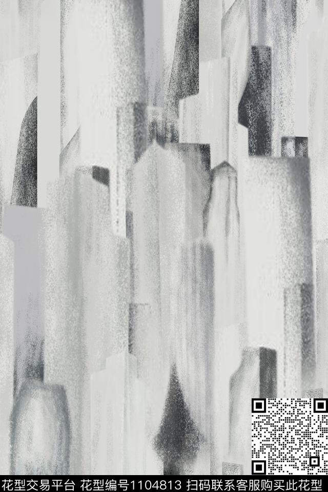 抽象建筑黑白华亿平台数码印花华亿平台下载（图片编号: 1104813） - 瓦栏（Walan）