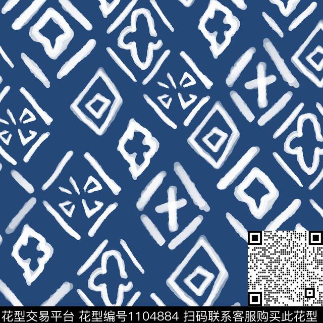 春夏华亿平台蓝色复古数码印花华亿平台下载（图片编号: 1104884） - 瓦栏（Walan）