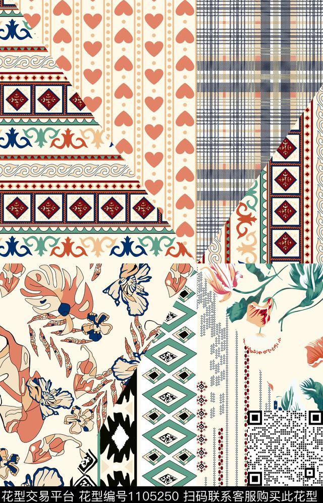 数码华亿平台民族风混合拼接传统印花华亿平台下载（图片编号: 1105250） - 瓦栏（Walan）
