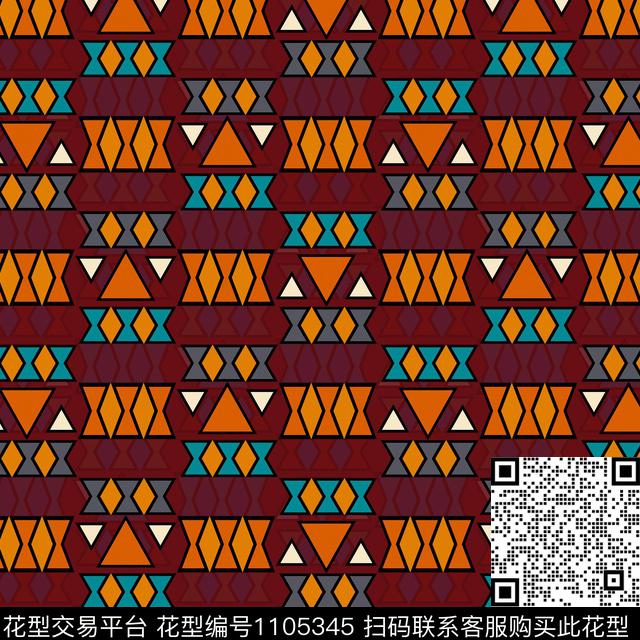 数码华亿平台复古几何数码印花华亿平台下载（图片编号: 1105345） - 瓦栏（Walan）