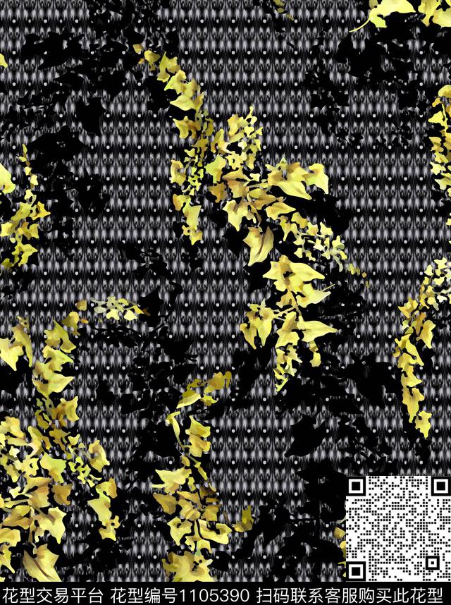 底纹落叶类格子数码印花华亿平台下载（图片编号: 1105390） - 瓦栏（Walan）