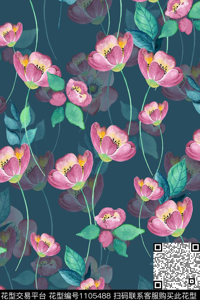 春夏华亿平台花卉女装数码印花华亿平台下载（图片编号: 1105488） - 瓦栏（Walan）