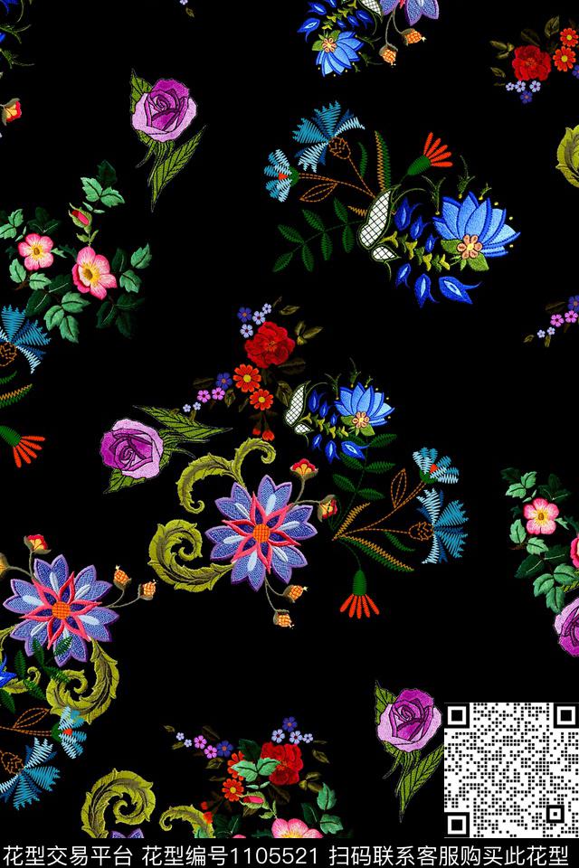 数码华亿平台小碎花花卉数码印花华亿平台下载（图片编号: 1105521） - 瓦栏（Walan）