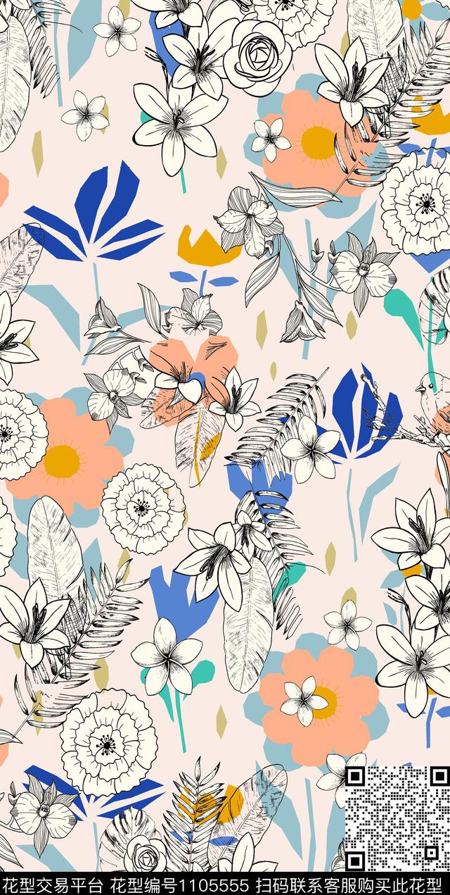 植物花卉女装数码印花华亿平台下载（图片编号: 1105555） - 瓦栏（Walan）