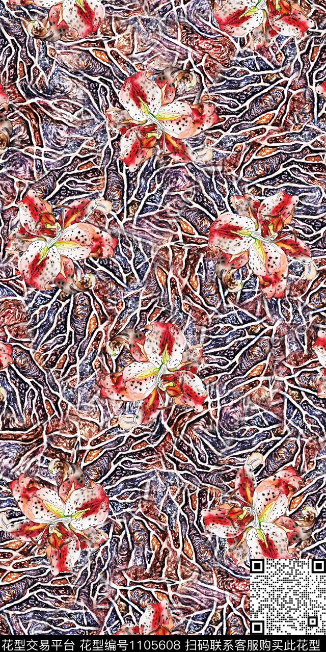 数码华亿平台大牌风抽象数码印花华亿平台下载（图片编号: 1105608） - 瓦栏（Walan）