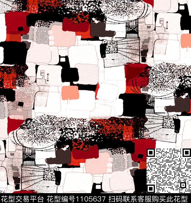 大牌风几何抽象数码印花华亿平台下载（图片编号: 1105637） - 瓦栏（Walan）